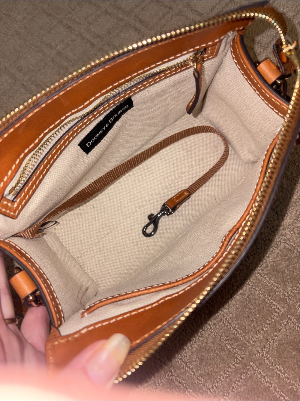 Dooney & Bourke Zebra Leather Zip Crossbody - Picture 10 of 12